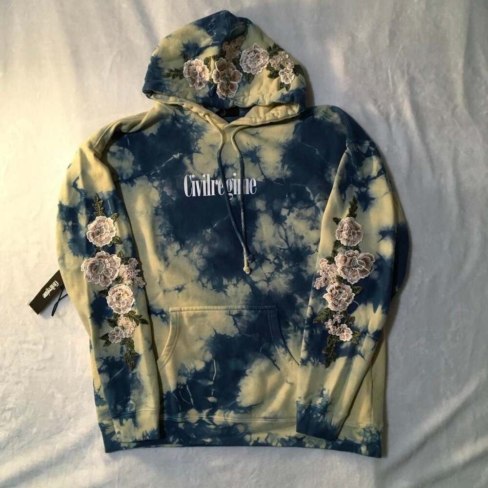 Civil Regime Floral Embroidered Tie-Dye Hoodie